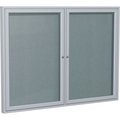 Ghent Ghent Enclosed Bulletin Board, Outdoor, 2 Door, 60"W x 48"H, Stone Vinyl/Silver Frame PA24860VX-199